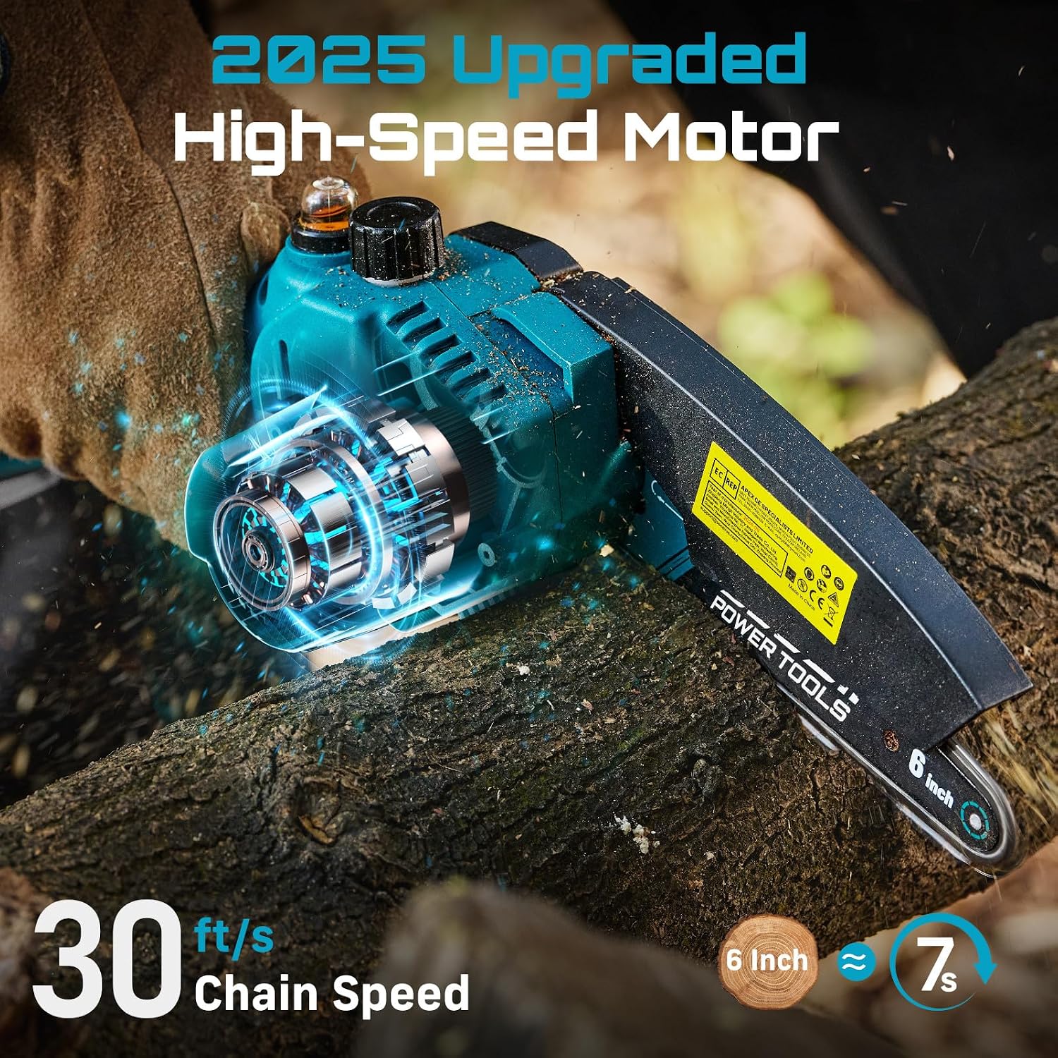 SEESII 6-Inch Mini Chainsaw Cordless with Oiler System