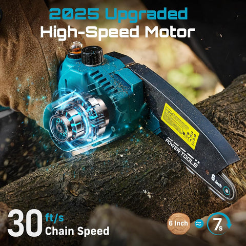 SEESII 6-Inch Mini Chainsaw Cordless with Oiler System