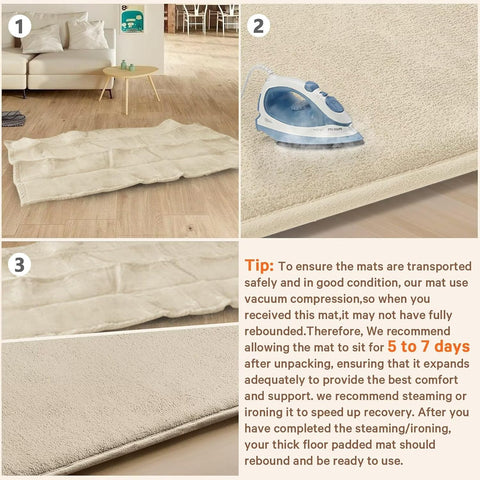 Baby Play Mat for Floor,Tummy Time Area Rug 47x47 Playpen Muscle Mat Beige