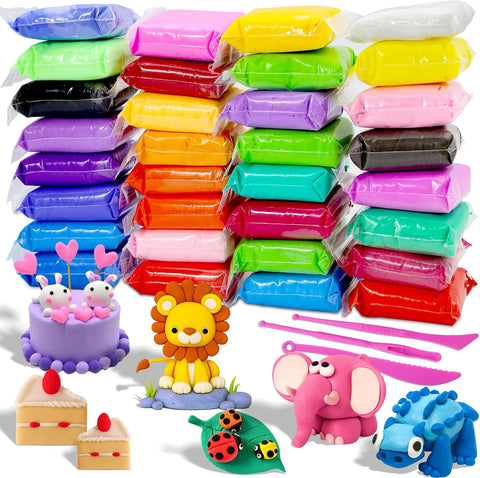 MuseLuxe Air Dry Clay - 32 Colors Modeling Clay Kit with 3 Sculpting Tools