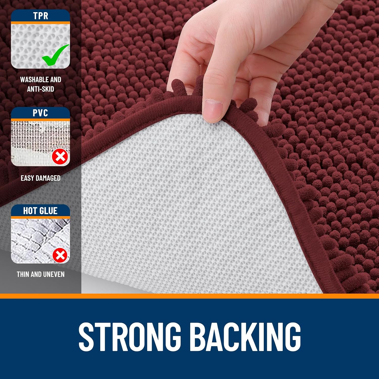 OLANLY Bathroom Rugs 32x20, Extra Soft Absorbent Chenille Bath Rugs