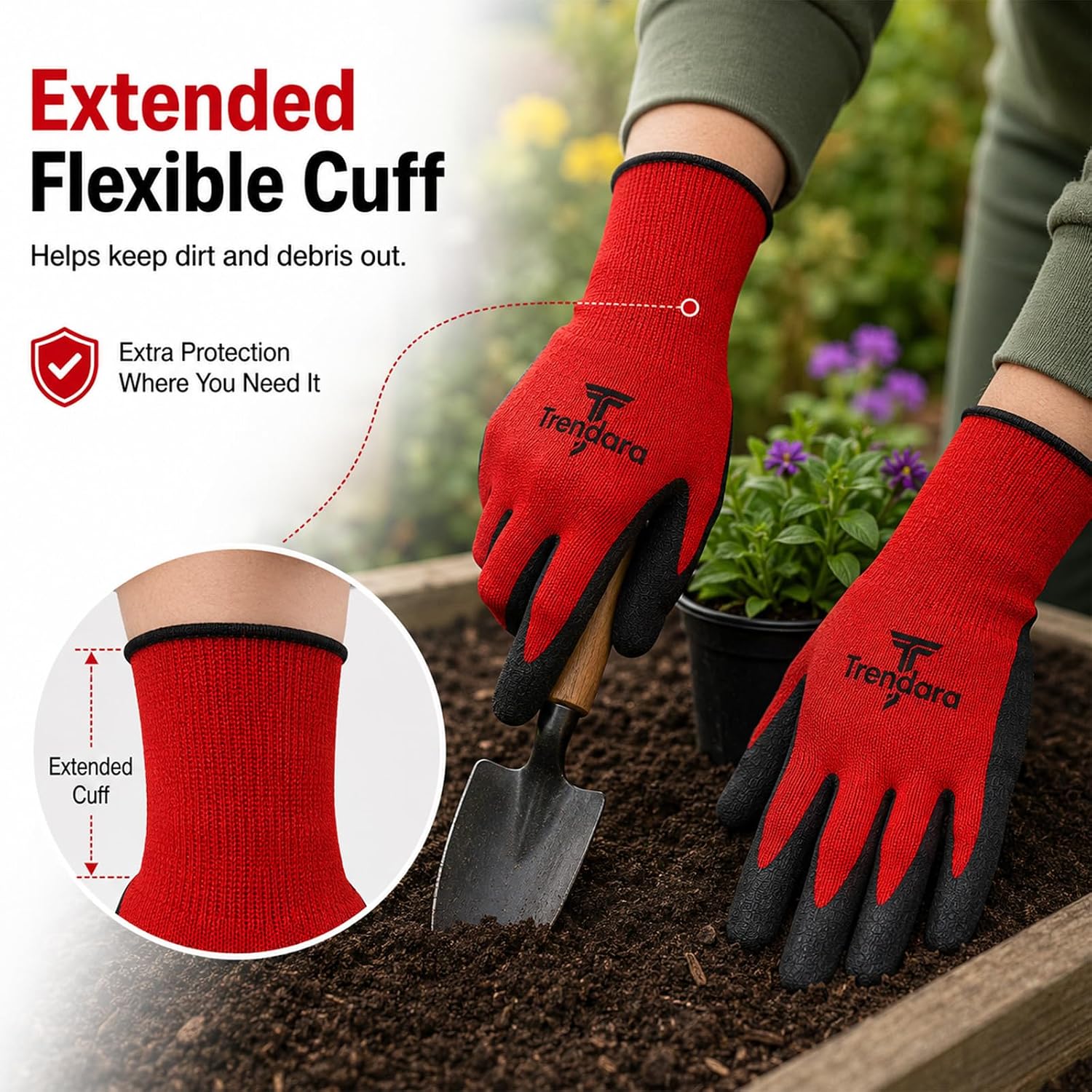 4 Pairs Red garden gloves work gloves with grip working gloves,Breathable latex dipped gloves,Suitable for garden weeding, construction, outdoor, warehouse handling, etc.