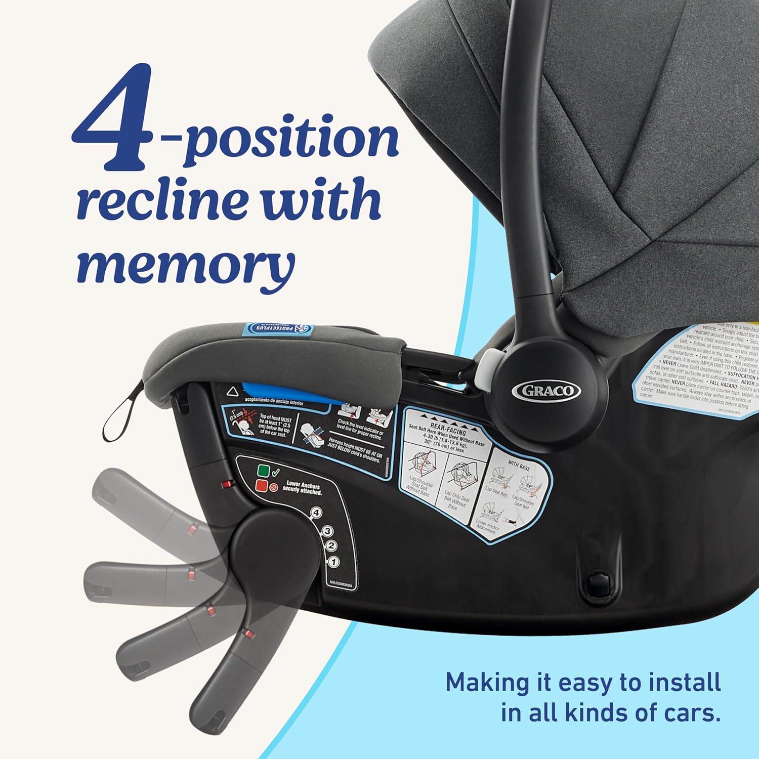 Graco® Gomax Infant Car Seat, Baseless Car Seat with Canopy, Rear Facing, Lightweight Carseat
