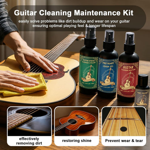 1DFAUL 9pcs Guitar Cleaning Maintenance Kit, Deep Cleaning & Restores Shine