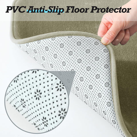 HUXMEYSON Bathroom Rugs Sets 3 Piece, Non-Slip & Quick Dry Bath Mat Set, Ultra Soft Velvet Bath Rugs for Bathroom, Toilet and Shower Floor, Olive Green