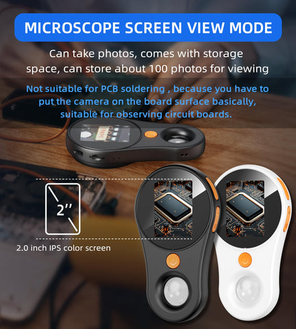 Macro Microscope Digital Fixed Focus 2.0 inch IPS Color Screen, 200w Pixel, 500x Magnification, Portable Handheld Magnifying Glass, Built-in 8LED Lights Compatible with Windows, Mac OS (Black)