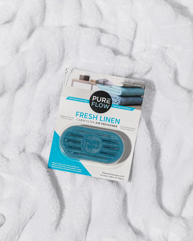 PUREFLOW Cabin Filter Air Freshener with Odor Eliminator - Fits on Most Car, Truck, and SUV Cabin Air Filters - Fresh Linen (2-Pack)