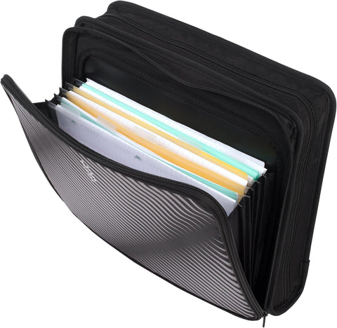 Five Star Zipper Binder, 2 Inch 3-Ring Binder with Round Rings, 5-Tab Expanding File, 380 Sheet Capacity, Black (72536)