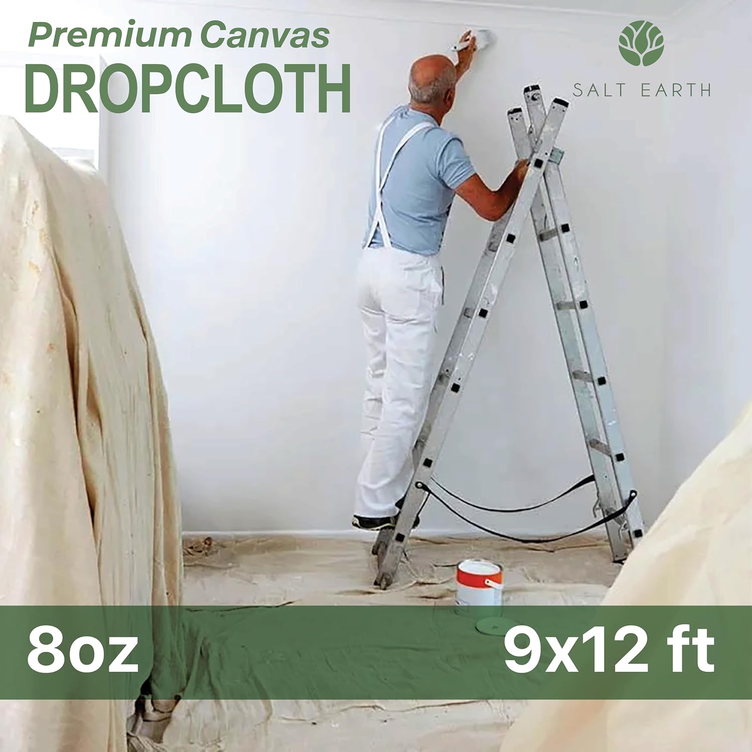 1Pk Recycled Cotton All Purpose Canvas Tarp Cover Painter Drop Cloth-9x12ft