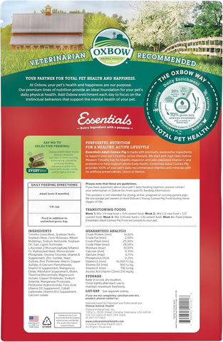 Oxbow Essentials Adult Guinea Pig Food, Timothy Hay Pellets, USA, 10 lb