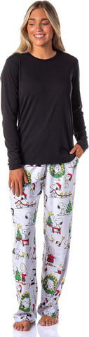 Peanuts Womens' Christmas Charlie Brown Snoopy Santa Sleep Pajama Pants
