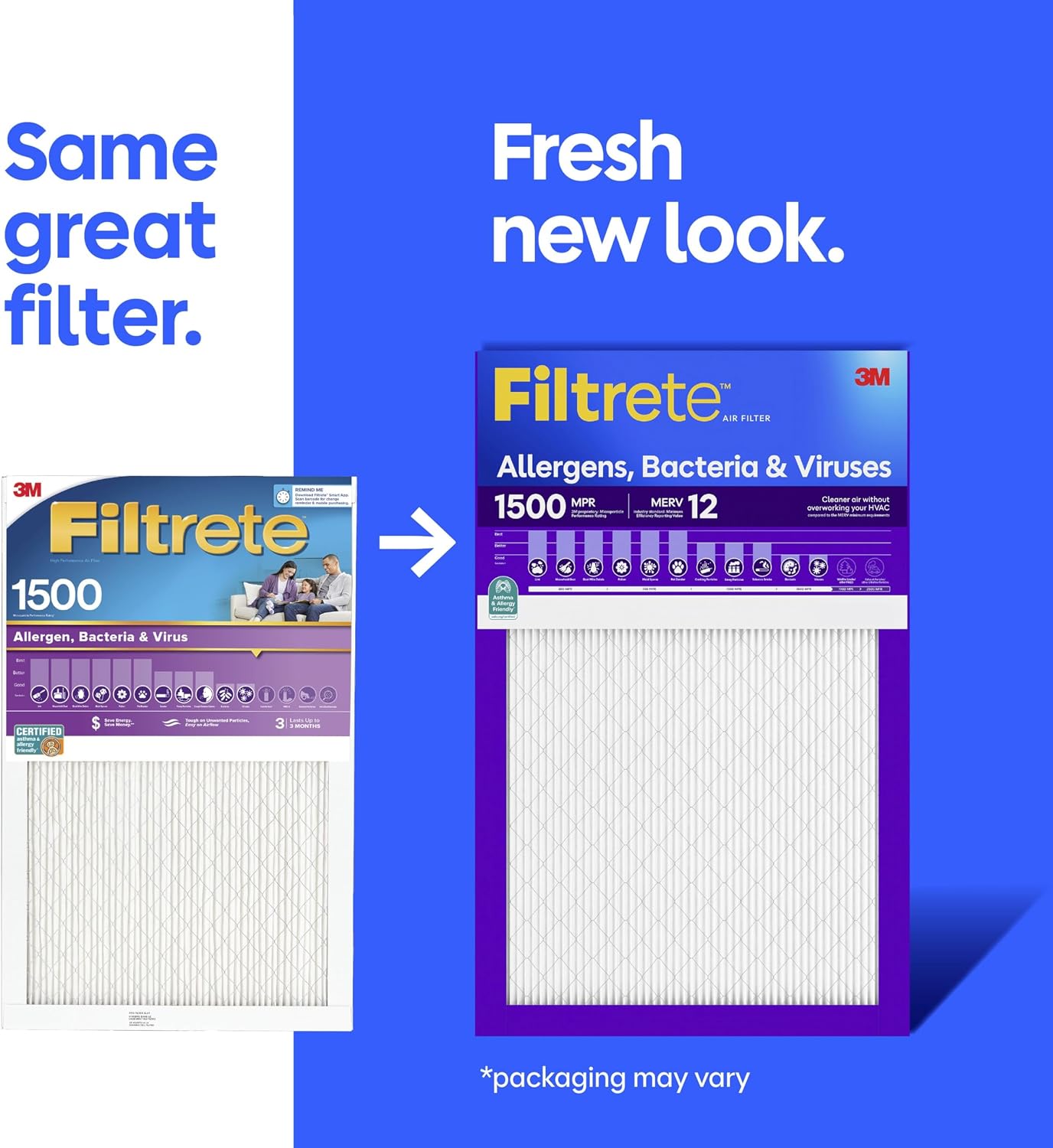 Filtrete 20x20x1 Air Filter, MERV 12, MPR 1500, 2 HVAC Filters