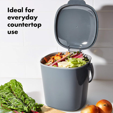 OXO Good Grips Easy-Clean Compost Bin, Charcoal, 0.75 Gallon (Pack of 4)