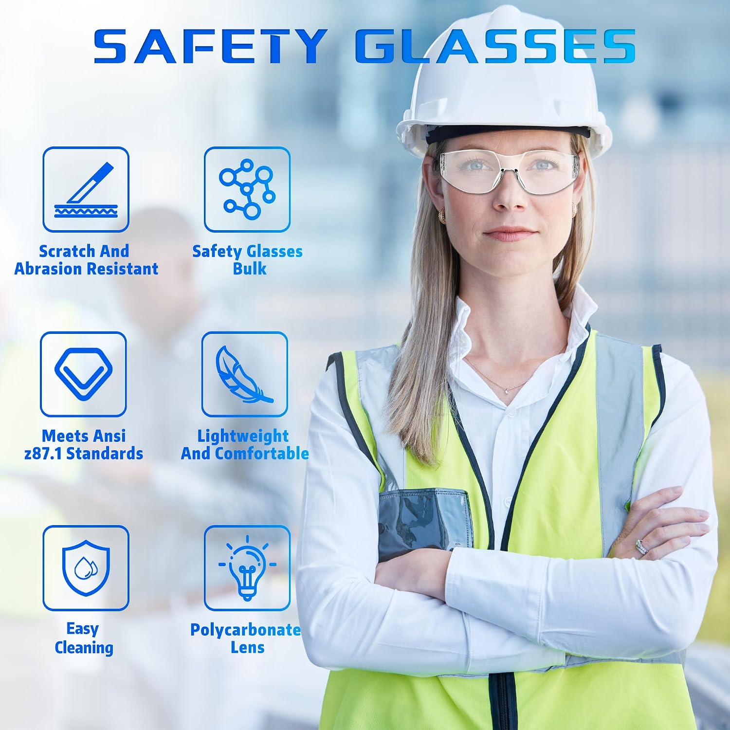 Salfboy Ansi Z87.1 Certified Safety Glasses, Bulk Protection Glasses