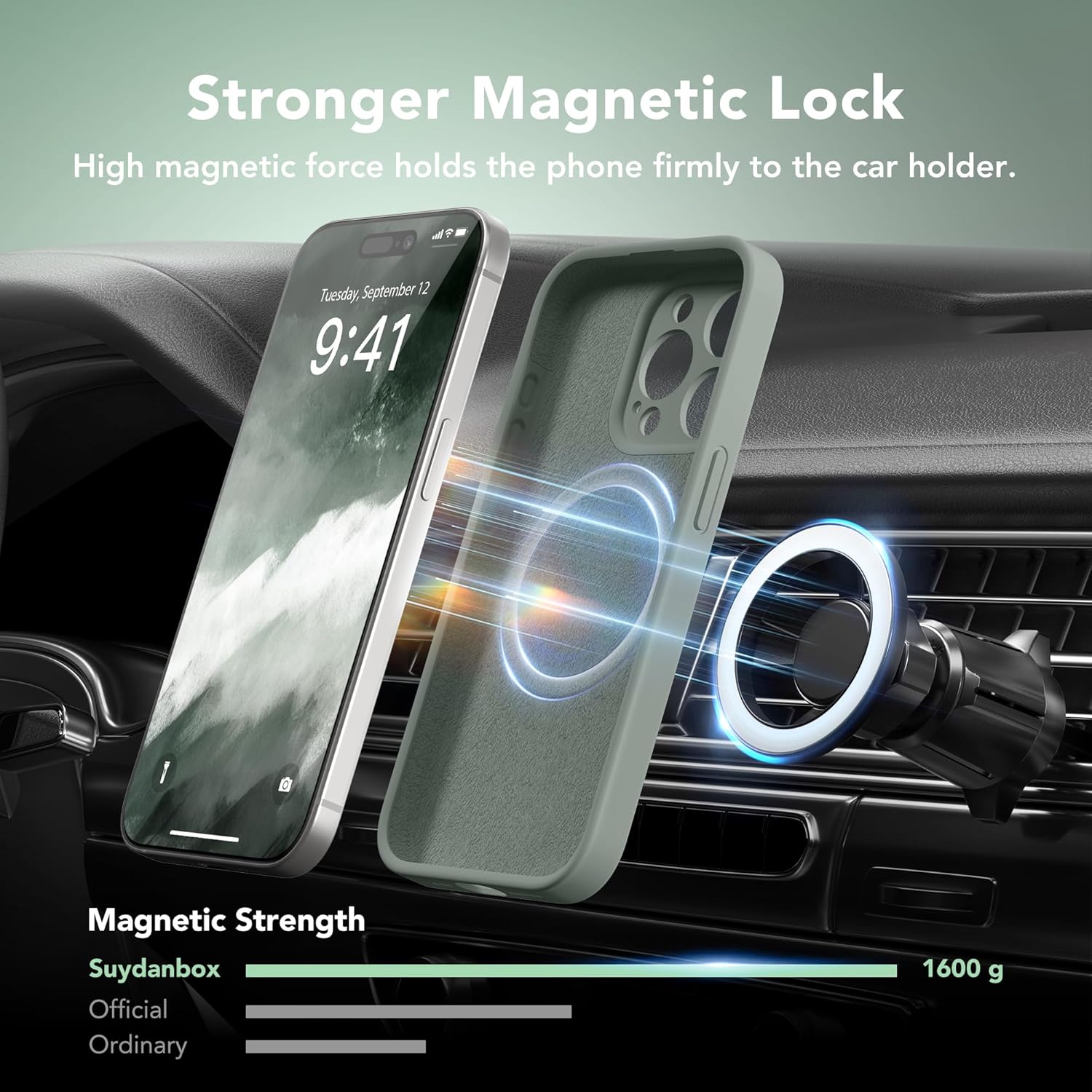 Magnetic for iPhone 14 Pro Max Case Silicone Calke Green