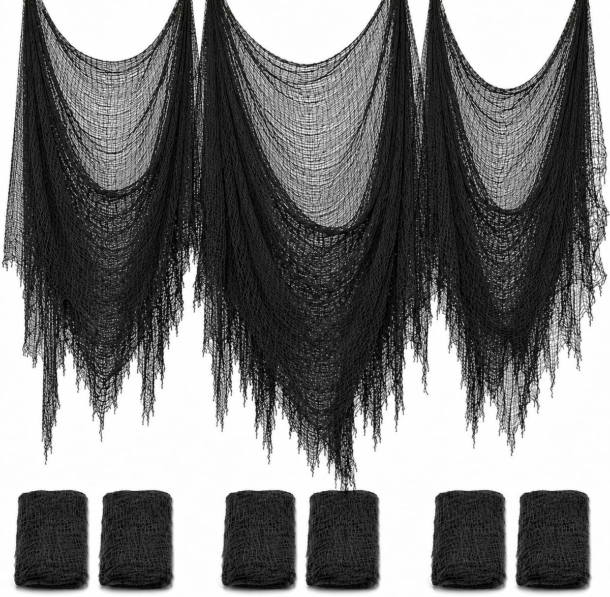 6 Pack Black Halloween Creepy Cloth, 30 x 72 Inch - Yobbai