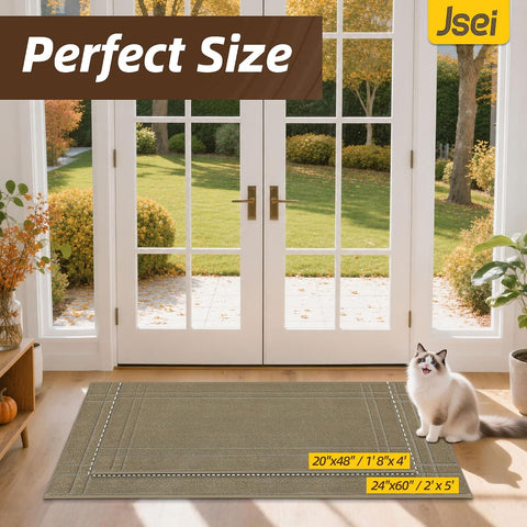 JSEI Door Mat for Entrance 20"x48", Dirt Trapper Doormat, Beige