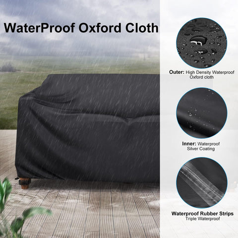 Mrrihand 2-Seater Outdoor Patio Sofa Cover Waterproof 60"W×34"D×30"H Black