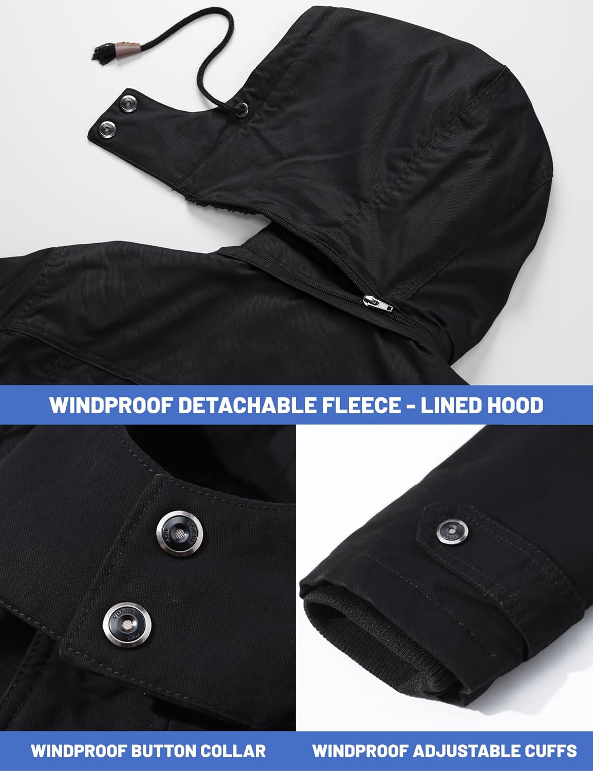 TACVASEN Men's Winter Jacket Fleece Lined Military Thick Coat