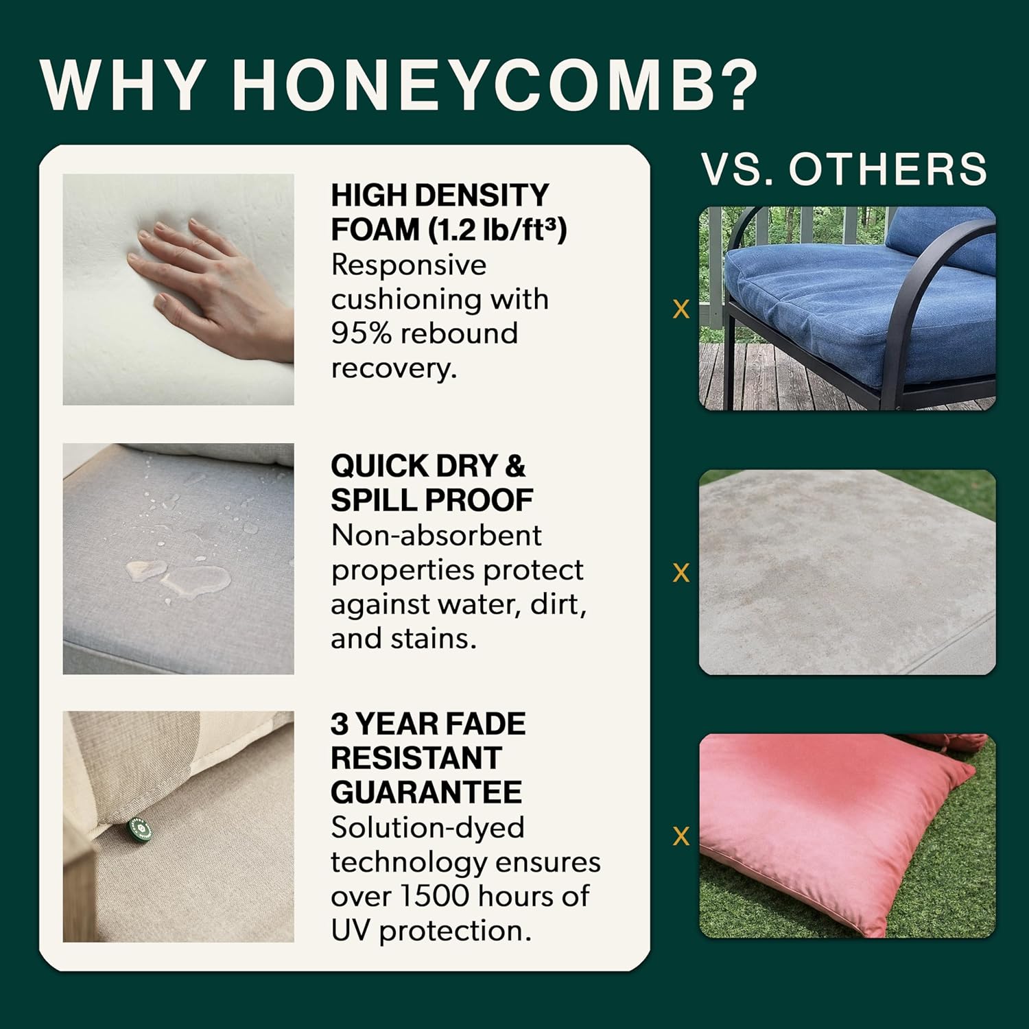 Honeycomb Outdoor Heritage Set of 2 Seat Pads for Patio Seating, 18 x 17.5