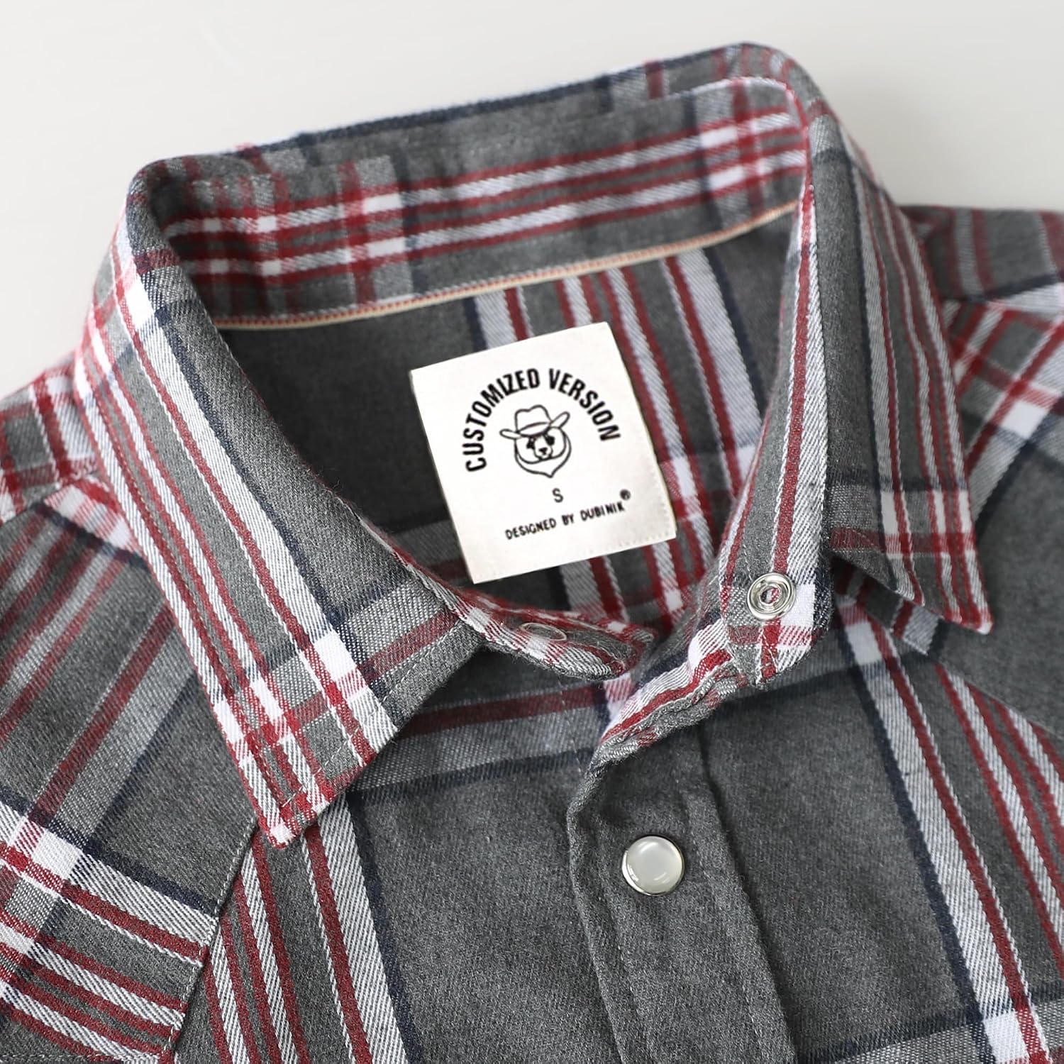 Dubinik® 6 oz Flannel Shirt for Men Pearl Snap Western Cowboy Long Sleeve