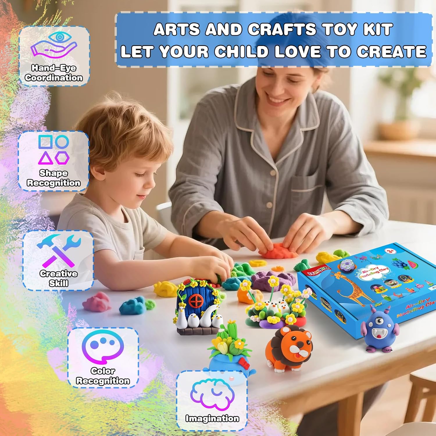 ifergoo Air Dry Clay, 24 Colors Magic Foam DIY Molding Clay for Slime