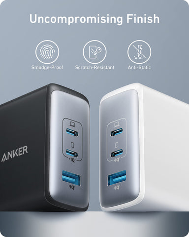 Anker 100W USB C Charger Block (GaN II), 3 Port Fast Compact Wall Charger for MacBook, Dell XPS, iPad Pro, Galaxy S24, iPhone 16/15 and More Series