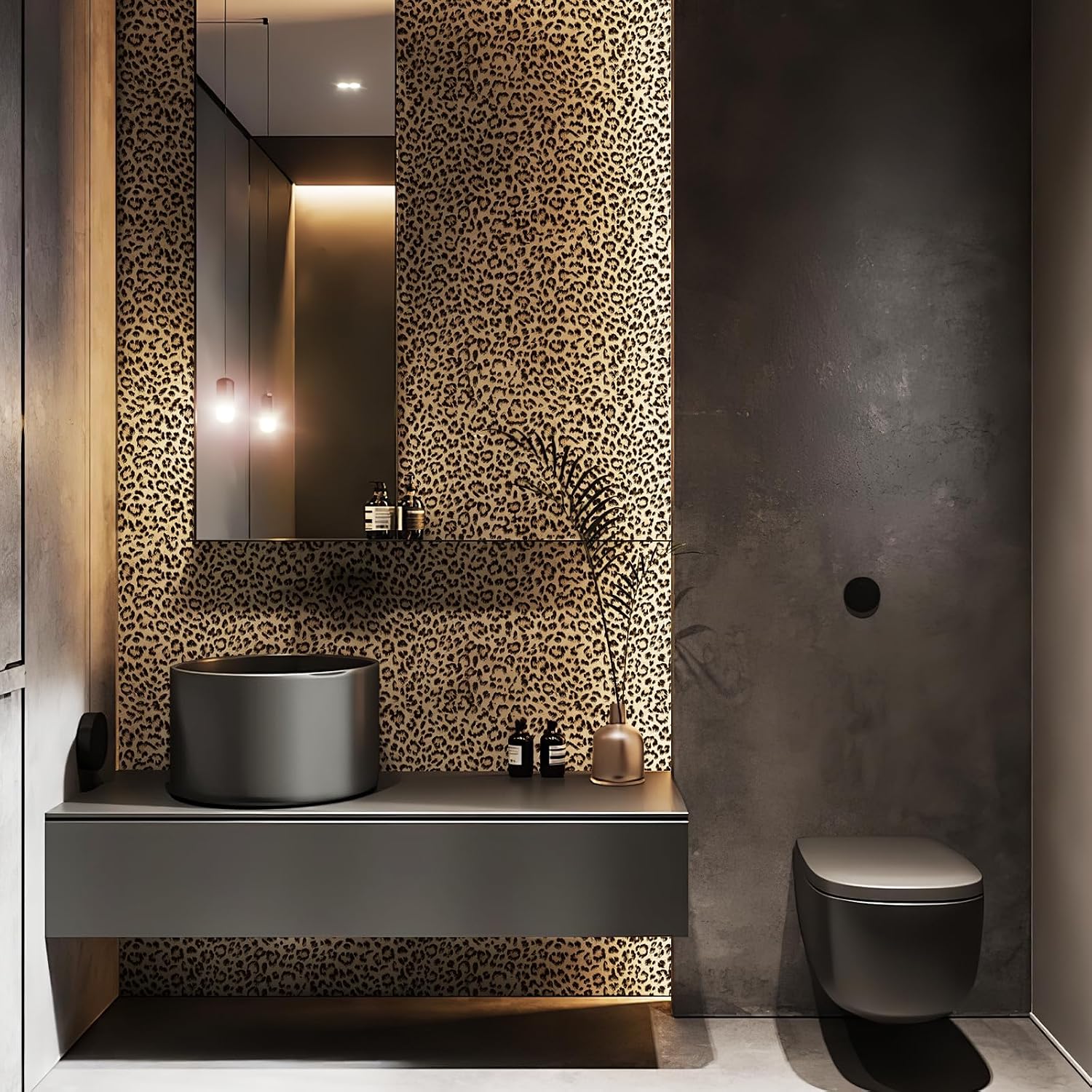 JiffDiff Leopard Print Peel and Stick Wallpaper, Waterproof Removable Self Adhesive Textured Wall Paper, Yellow Unique Funky Cheetah Contact Paper for Bedroom and Bathroom 120"X17.3"(14.4 sq. ft)