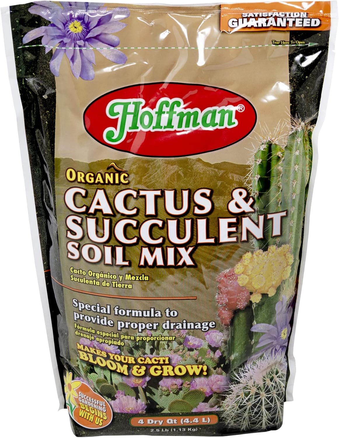 Hoffman Organic Cactus and Succulent Soil Mix to Provide Proper Drainage and Improve Growth in Cacti, 4qts, 3 Pack