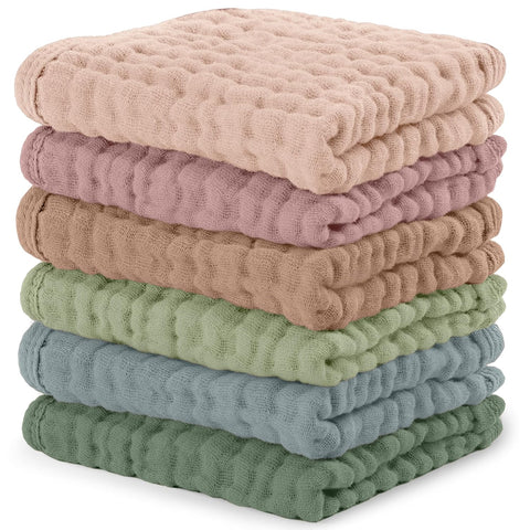Comfy Cubs Muslin Baby Washcloths 10"x10" 6 Pk - Multicolor