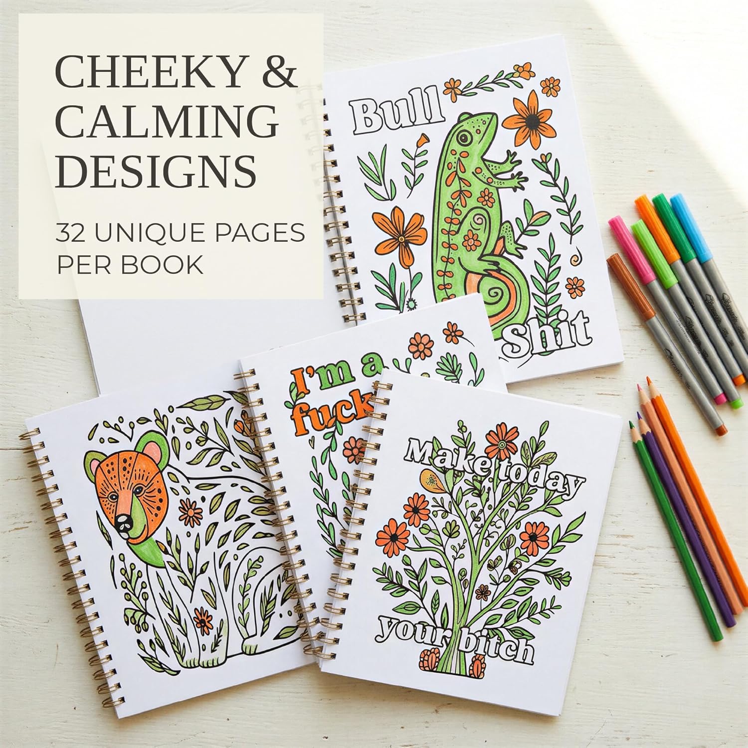 Beautiful Coloring Book Set of 2 for Adult Relaxation with Floral Designs