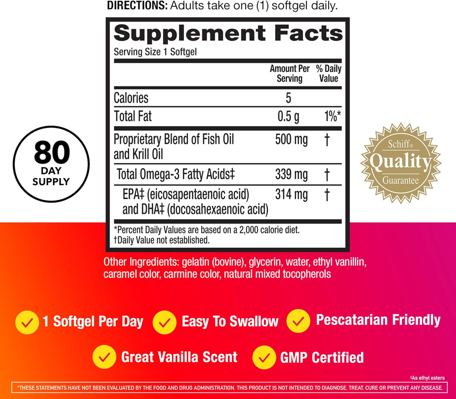 MegaRed Omega 3 Fish Oil & Antarctic Krill Oil Softgels for Brain, Heart, Joints & Eye Support, (80 Count Bottle), Concentrated Omega 3 Fatty Acid Supplement with EPA, DHA, Phospholipids