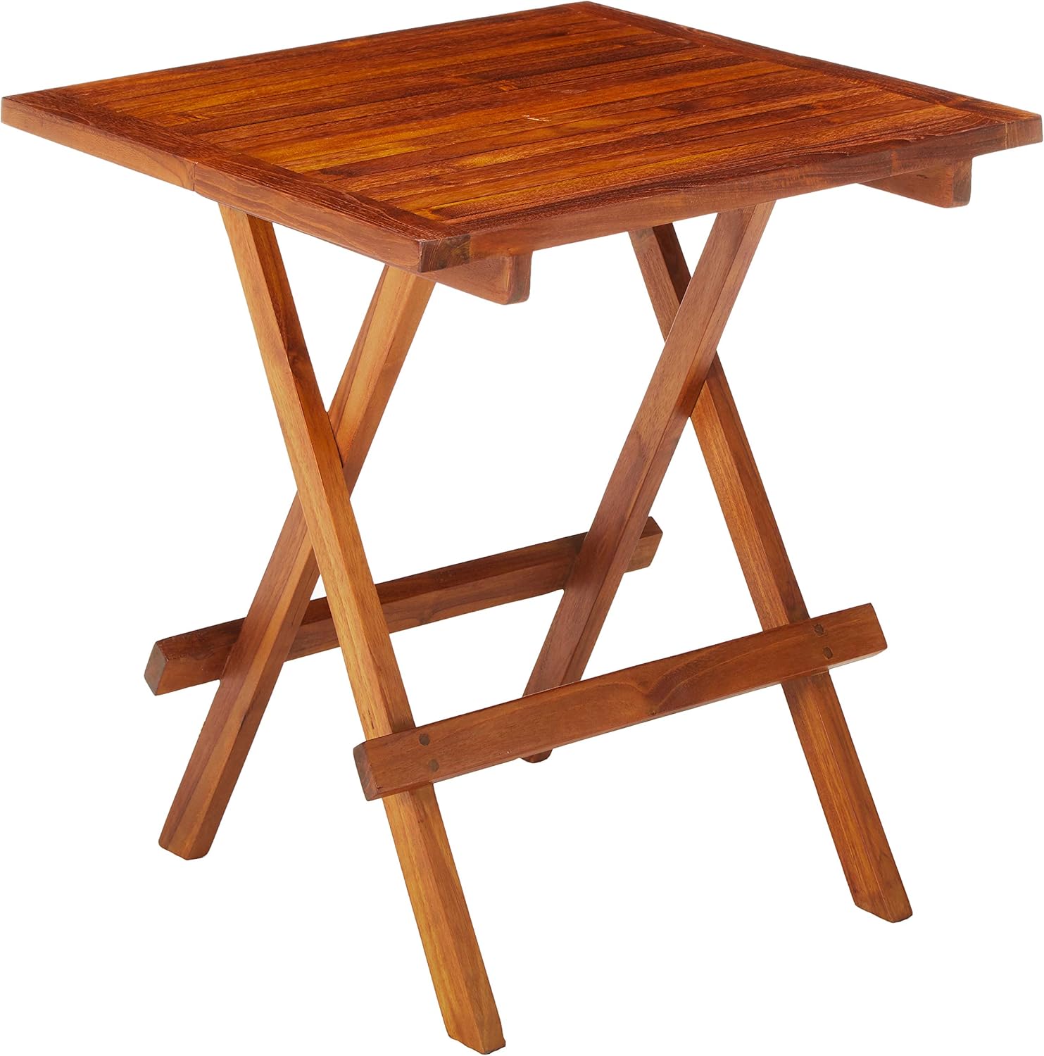 Bare Decor Ravinia Folding Teak Small Table, Oiled Finish Brown