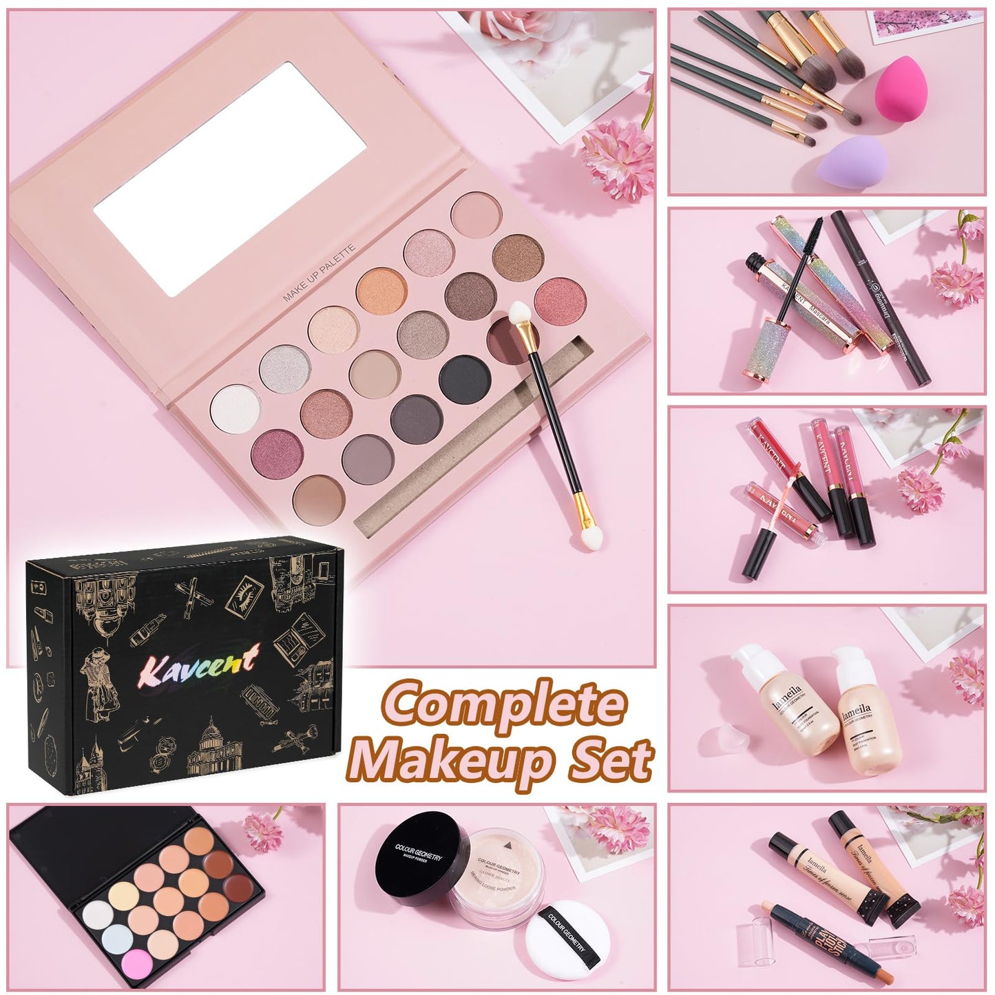 Makeup Kit Makeup Sets for Teens Makeup kits for Women Teenagers Make up Eyeshadow Palette Foundation Concealer Lipgloss Loose Powder Makeup Kit for Women Full Kit