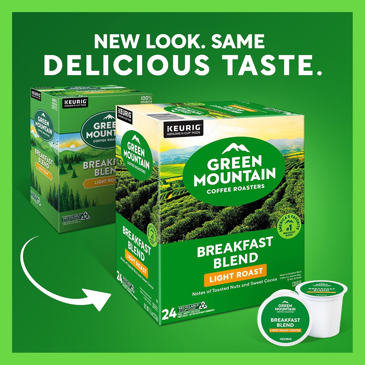 Green Mountain Coffee Roasters Breakfast Blend Single-Serve Keurig K-Cup Pods, Light Roast Coffee, 96 Count