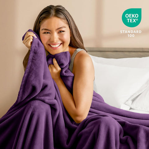 Bare Home Fleece Blanket Luxury Microplush (Twin/Twin XL, Plum)