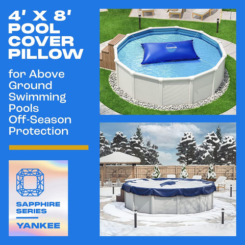 Yankee 4x8 ft Pool Pillow for Above Ground Pools, Pool Pillow for Closing Winter, Extra Durable 0.4 mm PVC (27 Gauge), Winter Pool Pillow.