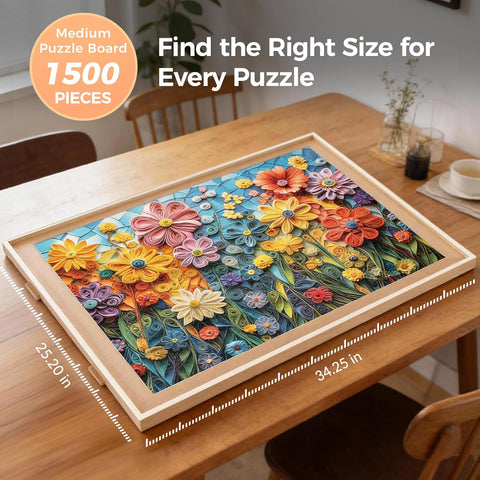 ALL4JIG 1500 Piece Rotating Puzzle Board with 4 Drawer 24.92"x33.58"Portable Wooden Jigsaw Puzzle Table for Adults,Lazy Susan Spinning Puzzle Boards Birthday Gift for mom,Surface for Lego Building