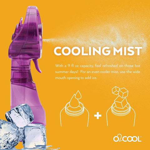O2COOL Deluxe Handheld Misting Fan Battery Powered Purple