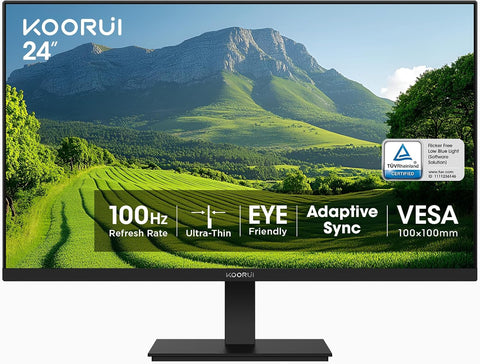 KOORUI 24-inch Computer Monitor FHD 100Hz VA HDMI/VGA, Audio Out