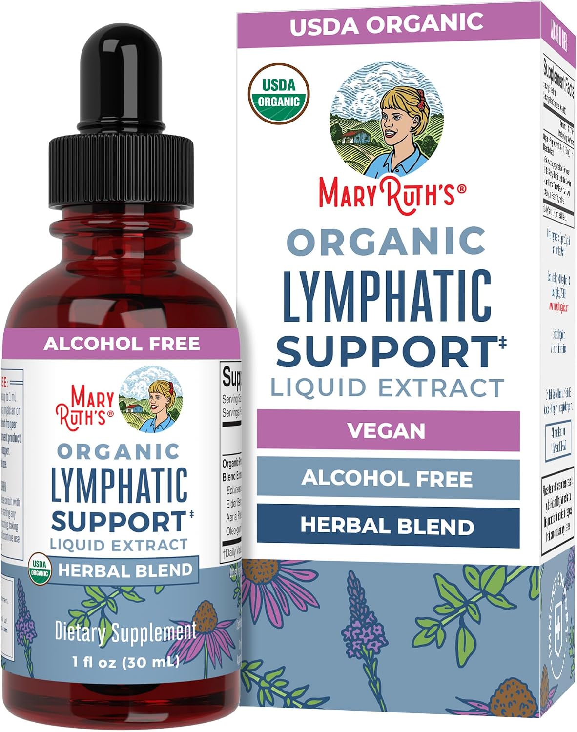 MARYRUTH'S Organic Lymphatic Support Liquid Drops, Herbal Blend, Non-GMO