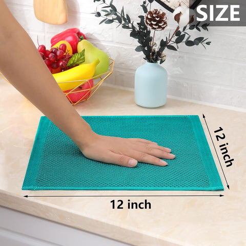 Homaxy 100% Cotton Waffle Weave Kitchen Dish Cloths 18-Pack, Teal