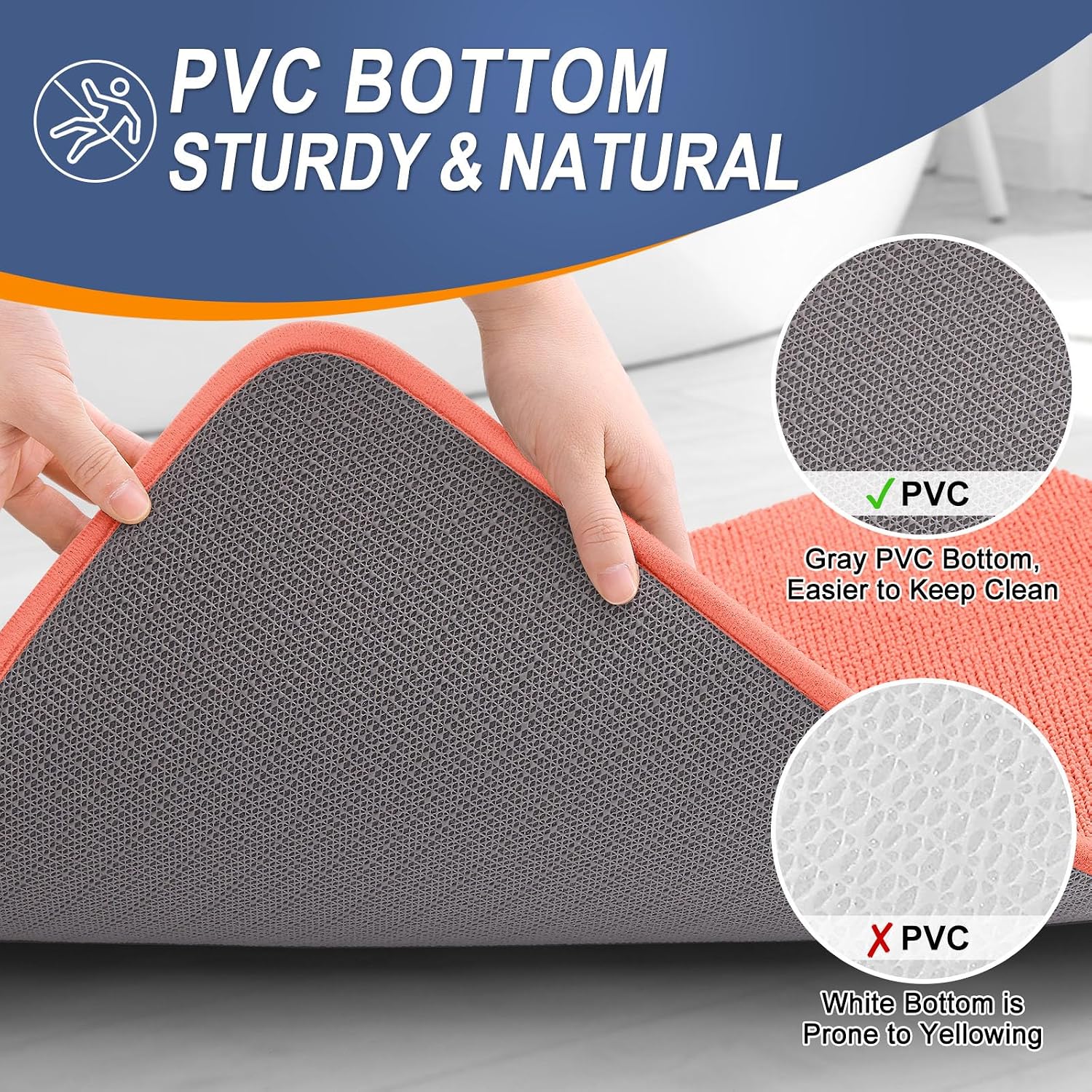 OLANLY Thick Memory Foam Bathroom Rugs 30x20, Absorbent Bath Mat, Coral