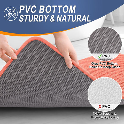 OLANLY Thick Memory Foam Bathroom Rugs 30x20, Absorbent Bath Mat, Coral
