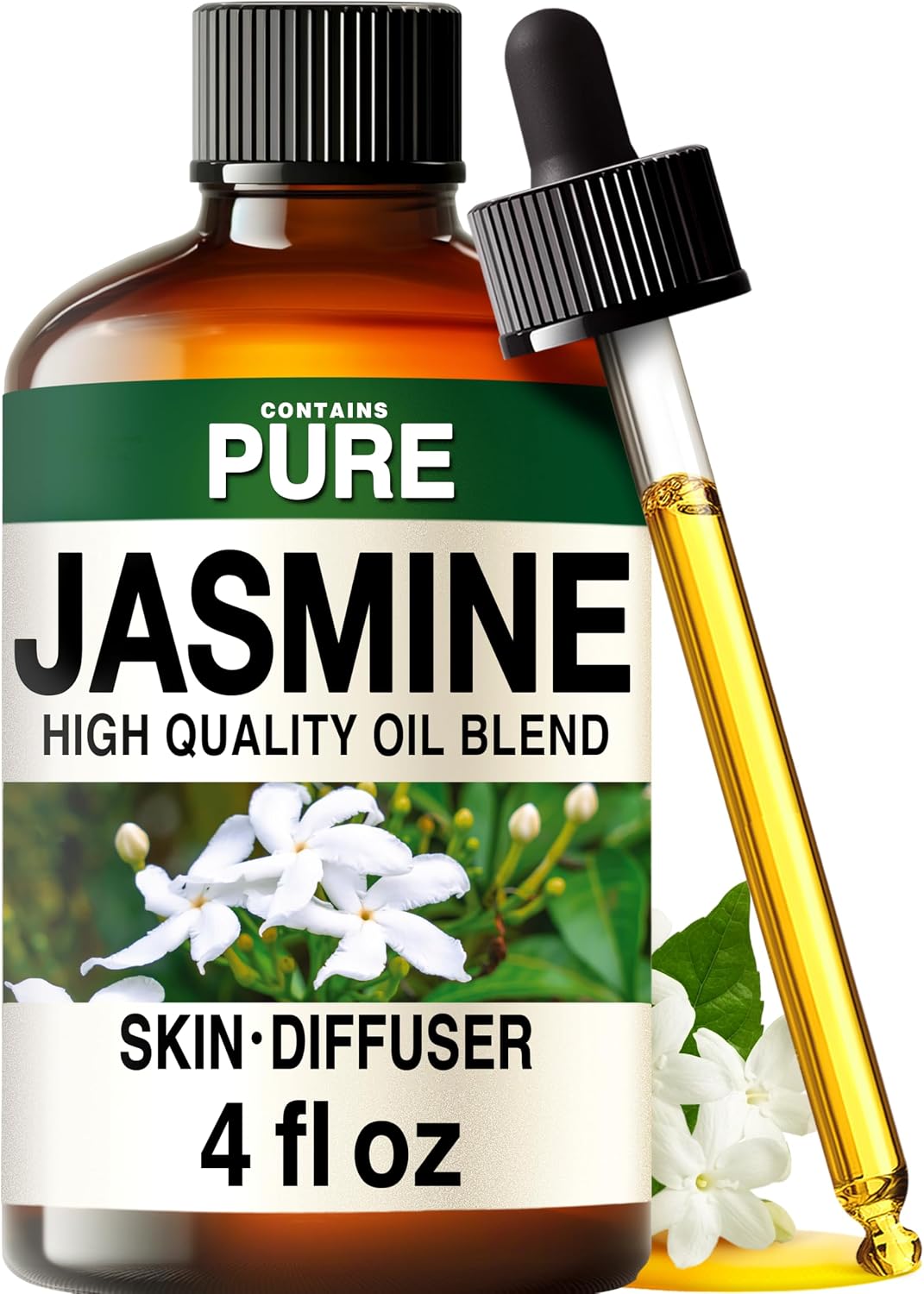 100% Pure Jasmine Essential Oil 4 Fl Oz - Floral Scent for Hair and Skin