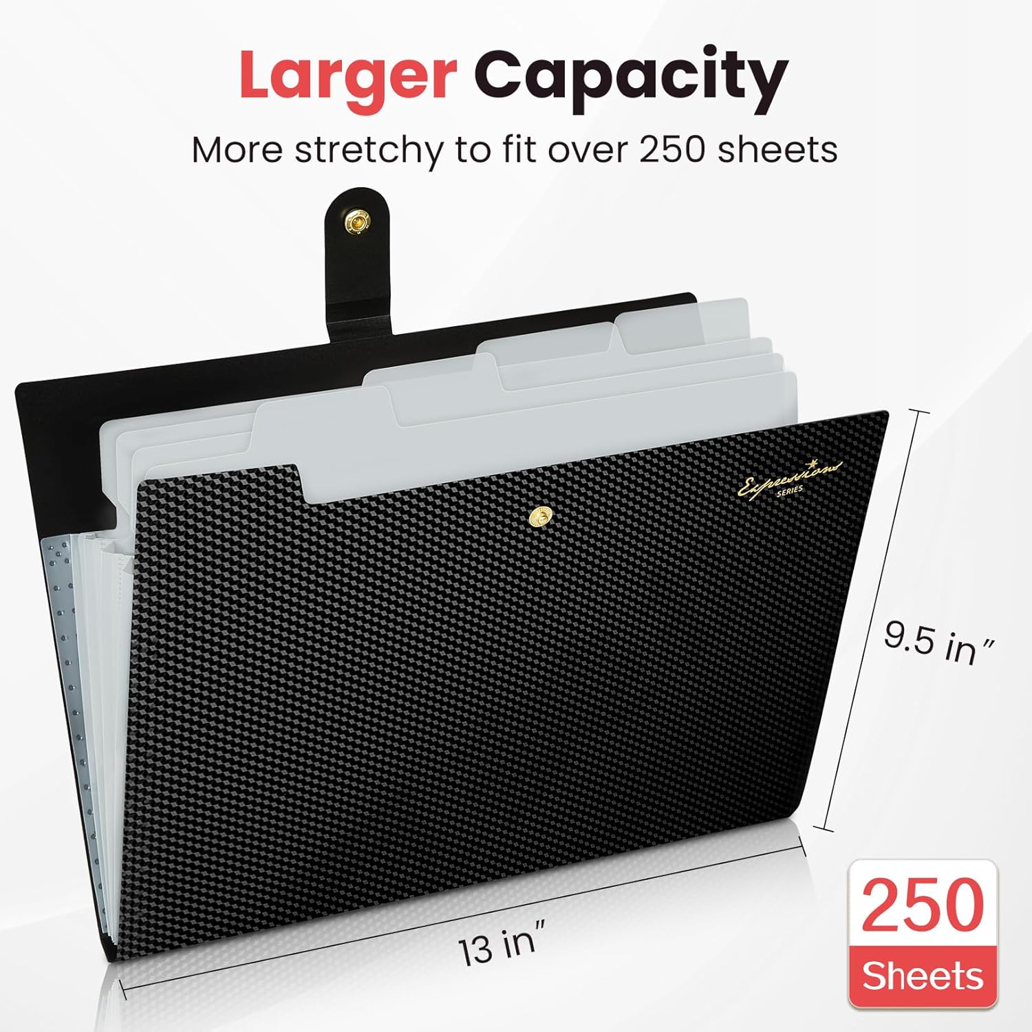 Sooez Accordion File Organizer, Expanding File Folder with Label, 5 Pocket
