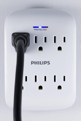 Philips 6-Outlet Extender Surge Protector, 2 Pack, Wall Tap, 900 Joules