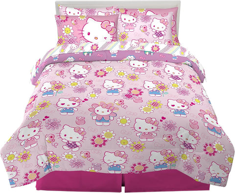 Franco Kids Bedding Super Soft Comforter and Sheet Set with Sham, 7 Piece Full Size, Hello Kitty(Prints may vary)