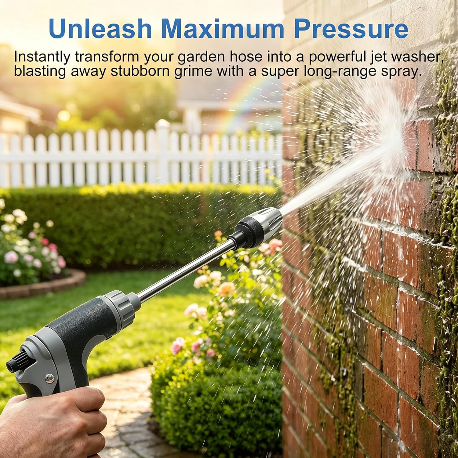 Hose Hawk Pro Pressure Washer Gun, High Pressure Hose Nozzle with 4 Spray Modes, Adjustable Handheld Pressure Washer Nozzle for 3/4" Garden Hose, Watering Sprayer for Cleaning Patio Yard Car Pets (A)