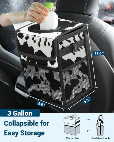 Capolo Car Trash Can with Lid, Leakproof Car Garbage Can Car Trash Bag